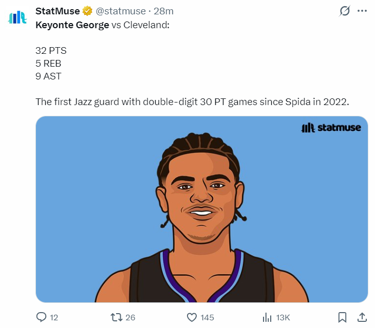 华体会中心-冲五年2.71亿顶薪?乔治32+9完压米切尔 场均数据大幅提升剑指MIP